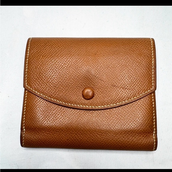Hermes Handbags - Hermes Tan Leather Compact Wallet with COA